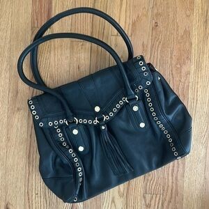 Emma Fox bag Black leather Gold accents Biker Core Shoulder bag